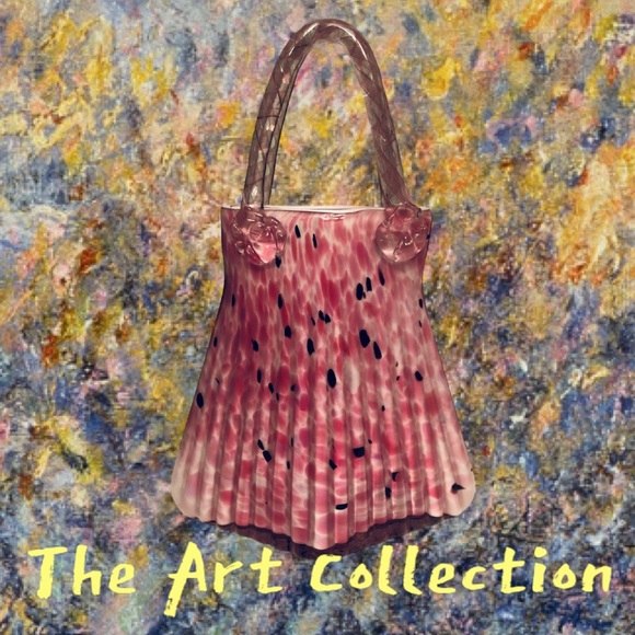 Vintage Y2K Murano Speckled Pink Glass Purse🌸Substantial Art Decor🌸 - Picture 9 of 15
